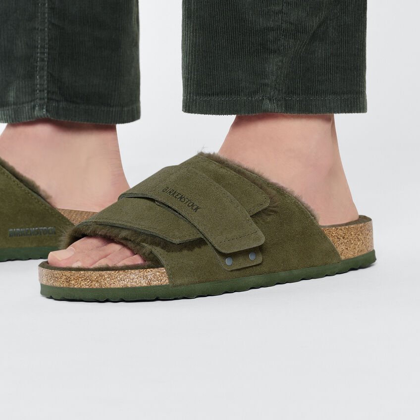 Birkenstock Kyoto Shearling Suede Leather Thyme
